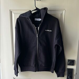 TALENTLESS Black Full-Zip Hoodie with White Logo